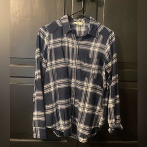 Hollister womens navy blue plaid shirt size xs